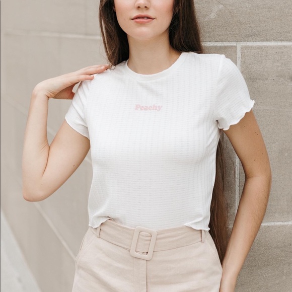Peachy Ribbed Tee - Picture 2 of 3